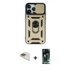 MARSİLYAN™- iPhone 13 Pro Max Kılıf Ahenk Klasik - Şeffaf 360 Full Body Arka Koruyucu + Pers Alüminyum Kamera Lens - GD