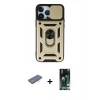 MARSİLYAN™- iPhone 13 Pro Max Kılıf Ahenk Klasik - Şeffaf 360 Full Body Arka Koruyucu + Renkli Kamera Lens Koruma Cam - MI