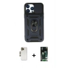 MARSİLYAN™- iPhone 13 Pro Max Kılıf Ahenk Klasik - Şeffaf 360 Full Body Arka Koruyucu + Shine Kamera Lens - GD
