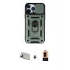 MARSİLYAN™- iPhone 13 Pro Max Kılıf Ahenk Klasik - Şeffaf Maxco Cam Ekran Koruyucu + Rainbow Kamera Lens Koruma Cam - BZ