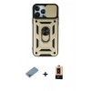 MARSİLYAN™- iPhone 13 Pro Max Kılıf Ahenk Klasik - Şeffaf Maxco Cam Ekran Koruyucu + Gökkuşağı Shine Kamera Lens Koruma Cam