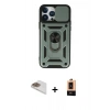 MARSİLYAN™- iPhone 13 Pro Max Kılıf Ahenk Klasik - Şeffaf Maxco Cam Ekran Koruyucu + Gold Pers Alüminyum Kamera Lens