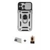 MARSİLYAN™- iPhone 13 Pro Max Kılıf Ahenk Klasik - Şeffaf Maxco Cam Ekran Koruyucu + Rainbow Kamera Lens Koruma Cam - MI