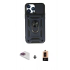 MARSİLYAN™- iPhone 13 Pro Max Kılıf Ahenk Klasik - Şeffaf Maxco Cam Ekran Koruyucu + Pers Alüminyum Kamera Lens - GI