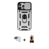 MARSİLYAN™- iPhone 13 Pro Max Kılıf Ahenk Klasik - Şeffaf Maxco Cam Ekran Koruyucu + Pers Alüminyum Kamera Lens - LT