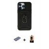 MARSİLYAN™- iPhone 13 Pro Max Kılıf Ahenk Klasik - Şeffaf Maxco Cam Ekran Koruyucu + Renkli Kamera Lens Koruma Cam - PE