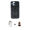 MARSİLYAN™- iPhone 13 Pro Max Kılıf Ahenk Klasik - Şeffaf Maxco Cam Ekran Koruyucu + Shine Kamera Lens - GD