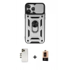 MARSİLYAN™- iPhone 13 Pro Max Kılıf Ahenk Klasik - Şeffaf Maxco Cam Ekran Koruyucu + Shine Kamera Lens - GD