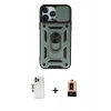 MARSİLYAN™- iPhone 13 Pro Max Kılıf Ahenk Klasik - Şeffaf Maxco Cam Ekran Koruyucu + Shine Kamera Lens - GD