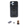 MARSİLYAN™- iPhone 13 Pro Max Kılıf Ahenk Klasik - Şeffaf Maxco Cam Ekran Koruyucu + Renkli Kamera Lens Koruma Cam - TU