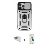 MARSİLYAN™- iPhone 13 Pro Max Kılıf Ahenk Klasik - Şeffaf Pasifik Cam Ekran Koruyucu + Pers Alüminyum Kamera Lens - GD