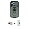 MARSİLYAN™- iPhone 13 Pro Max Kılıf Ahenk Klasik - Şeffaf Pasifik Cam Ekran Koruyucu + Kırmızı Rainbow Kamera Lens Koruma Cam