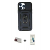 MARSİLYAN™- iPhone 13 Pro Max Kılıf Ahenk Klasik - Şeffaf Pasifik Cam Ekran Koruyucu + Kırmızı Rainbow Kamera Lens Koruma Cam