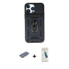 MARSİLYAN™- iPhone 13 Pro Max Kılıf Ahenk Klasik - Şeffaf Pasifik Cam Ekran Koruyucu + Renkli Kamera Lens Koruma Cam - MI