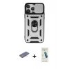 MARSİLYAN™- iPhone 13 Pro Max Kılıf Ahenk Klasik - Şeffaf Pasifik Cam Ekran Koruyucu + Renkli Kamera Lens Koruma Cam - MI