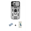 MARSİLYAN™- iPhone 13 Pro Max Kılıf Ahenk Klasik - Şeffaf Pasifik Cam Ekran Koruyucu + Shine Kamera Lens Koruma Cam - MI