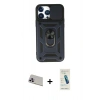 MARSİLYAN™- iPhone 13 Pro Max Kılıf Ahenk Klasik - Şeffaf Pasifik Cam Ekran Koruyucu + Rainbow Kamera Lens Koruma Cam - MR