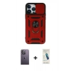 MARSİLYAN™- iPhone 13 Pro Max Kılıf Ahenk Klasik - Şeffaf Pasifik Cam Ekran Koruyucu + Neon Fosforlu Kamera Lens - BZ