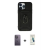 MARSİLYAN™- iPhone 13 Pro Max Kılıf Ahenk Klasik - Şeffaf Pasifik Cam Ekran Koruyucu + Neon Fosforlu Kamera Lens - BZ