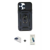MARSİLYAN™- iPhone 13 Pro Max Kılıf Ahenk Klasik - Şeffaf Pasifik Cam Ekran Koruyucu + Pers Alüminyum Kamera Lens - LT