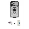 MARSİLYAN™- iPhone 13 Pro Max Kılıf Ahenk Klasik - Şeffaf Pasifik Cam Ekran Koruyucu + Pers Alüminyum Kamera Lens - GI