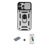 MARSİLYAN™- iPhone 13 Pro Max Kılıf Ahenk Klasik - Şeffaf Pasifik Cam Ekran Koruyucu + Renkli Kamera Lens Koruma Cam - YL