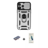 MARSİLYAN™- iPhone 13 Pro Max Kılıf Ahenk Klasik - Şeffaf Pasifik Cam Ekran Koruyucu + Renkli Kamera Lens Koruma Cam - TU