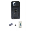 MARSİLYAN™- iPhone 13 Pro Max Kılıf Ahenk Klasik - Şeffaf Pasifik Cam Ekran Koruyucu + Renkli Kamera Lens Koruma Cam - PE