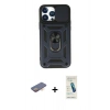 MARSİLYAN™- iPhone 13 Pro Max Kılıf Ahenk Klasik - Şeffaf Pasifik Cam Ekran Koruyucu + Renkli Kamera Lens Koruma Cam - TU