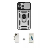 MARSİLYAN™- iPhone 13 Pro Max Kılıf Ahenk Klasik - Şeffaf Pasifik Cam Ekran Koruyucu + Shine Kamera Lens - GD