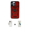 MARSİLYAN™- iPhone 13 Pro Max Kılıf Ahenk Klasik - Şeffaf Pasifik Cam Ekran Koruyucu + Shine Kamera Lens - GD