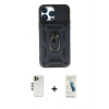 MARSİLYAN™- iPhone 13 Pro Max Kılıf Ahenk Klasik - Şeffaf Pasifik Cam Ekran Koruyucu + Shine Kamera Lens - GD