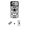 MARSİLYAN™- iPhone 13 Pro Max Kılıf Ahenk Klasik - Şeffaf Pasifik Cam Ekran Koruyucu + Shine Kamera Lens Koruma Cam - GI