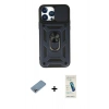MARSİLYAN™- iPhone 13 Pro Max Kılıf Ahenk Klasik - Şeffaf Pasifik Cam Ekran Koruyucu + Shine Kamera Lens Koruma Cam - GI