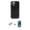 MARSİLYAN™- iPhone 13 Pro Max Kılıf Ahenk Klasik - Siyah 18D Cam Ekran Koruyucu + Shine Kamera Lens Koruma Cam - MI