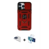 MARSİLYAN™- iPhone 13 Pro Max Kılıf Ahenk Klasik - Siyah 3D Antistatik Cam Ekran Koruyucu + Pers Alüminyum Kamera Lens - LT