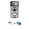 MARSİLYAN™- iPhone 13 Pro Max Kılıf Ahenk Klasik - Siyah 3D Antistatik Cam Ekran Koruyucu + Pers Alüminyum Kamera Lens - GI