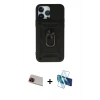 MARSİLYAN™- iPhone 13 Pro Max Kılıf Ahenk Klasik - Siyah 3D Antistatik Cam Ekran Koruyucu + Rainbow Kamera Lens Koruma Cam - KI