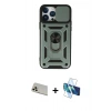 MARSİLYAN™- iPhone 13 Pro Max Kılıf Ahenk Klasik - Siyah 3D Antistatik Cam Ekran Koruyucu + Rainbow Kamera Lens Koruma Cam - REGD