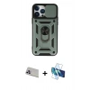 MARSİLYAN™- iPhone 13 Pro Max Kılıf Ahenk Klasik - Siyah 3D Antistatik Cam Ekran Koruyucu + Rainbow Kamera Lens Koruma Cam - MR