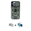MARSİLYAN™- iPhone 13 Pro Max Kılıf Ahenk Klasik - Siyah 3D Antistatik Cam Ekran Koruyucu + Rainbow Kamera Lens Koruma Cam - BZ
