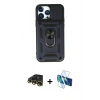 MARSİLYAN™- iPhone 13 Pro Max Kılıf Ahenk Klasik - Siyah 3D Antistatik Cam Ekran Koruyucu + Raze Metal Kamera Lens - GD
