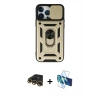 MARSİLYAN™- iPhone 13 Pro Max Kılıf Ahenk Klasik - Siyah 3D Antistatik Cam Ekran Koruyucu + Raze Metal Kamera Lens - GD