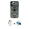 MARSİLYAN™- iPhone 13 Pro Max Kılıf Ahenk Klasik - Siyah 3D Antistatik Cam Ekran Koruyucu + Shine Kamera Lens - GD