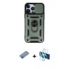 MARSİLYAN™- iPhone 13 Pro Max Kılıf Ahenk Klasik - Siyah 3D Antistatik Cam Ekran Koruyucu + Shine Kamera Lens Koruma Cam - PE