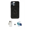 MARSİLYAN™- iPhone 13 Pro Max Kılıf Ahenk Klasik - Siyah 3D Antistatik Cam Ekran Koruyucu + Shine Kamera Lens - GD