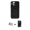 MARSİLYAN™- iPhone 13 Pro Max Kılıf Ahenk Klasik - Siyah 3D Antistatik Hayalet Cam Ekran Koruyucu + Rainbow Kamera Lens Koruma Cam - BZ