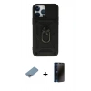 MARSİLYAN™- iPhone 13 Pro Max Kılıf Ahenk Klasik - Siyah 3D Antistatik Hayalet Cam Ekran Koruyucu + Shine Kamera Lens Koruma Cam - GI