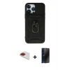 MARSİLYAN™- iPhone 13 Pro Max Kılıf Ahenk Klasik - Siyah 3D Antistatik Hayalet Cam Ekran Koruyucu + Pers Alüminyum Kamera Lens - KI