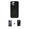 MARSİLYAN™- iPhone 13 Pro Max Kılıf Ahenk Klasik - Siyah 3D Antistatik Hayalet Cam Ekran Koruyucu + Neon Fosforlu Kamera Lens - MI